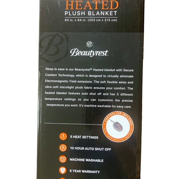 Beautyrest Heated Plush Blanket Full-Smart home compatible -80" x 84" -Red Plaid - Picture 5 of 5